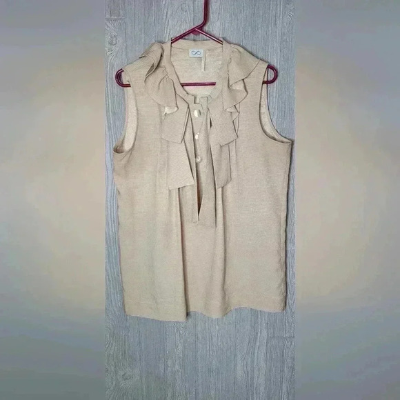 infinity Tops - Infinity women's cream tan color sleeveless  blouse size large.